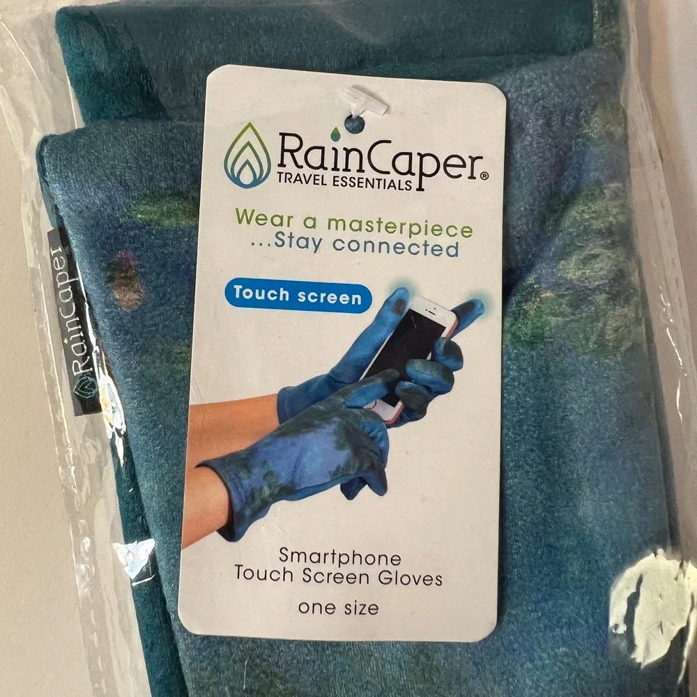 Womens RainCaper Smartphone‎ Touch Screen Gloves Monet Water Lillies NIP OS